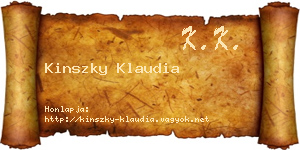 Kinszky Klaudia névjegykártya